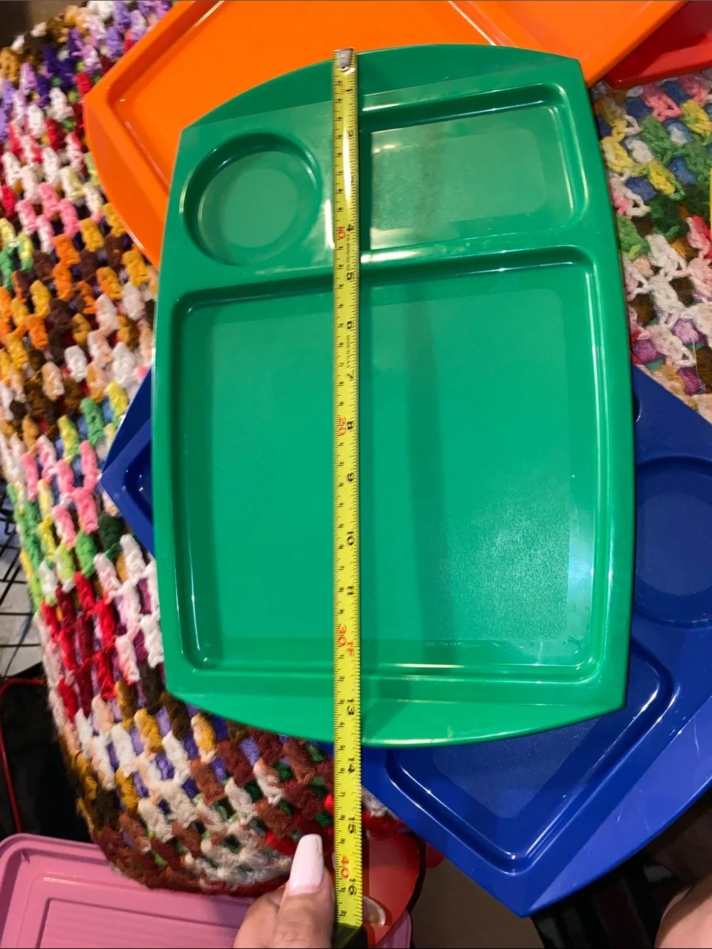 Vintage Plastic Snack/Picknick and Activity Tray - Multi-Color Set of 5